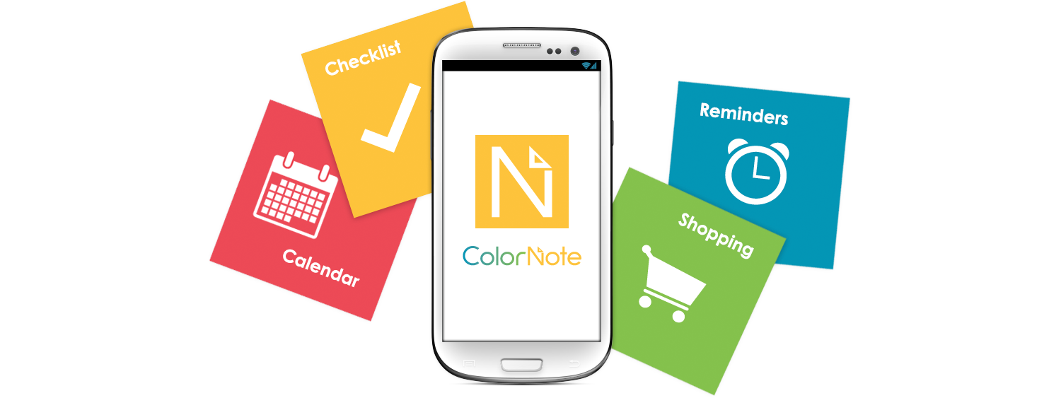 White Phone with ColorNote App and Note Papers